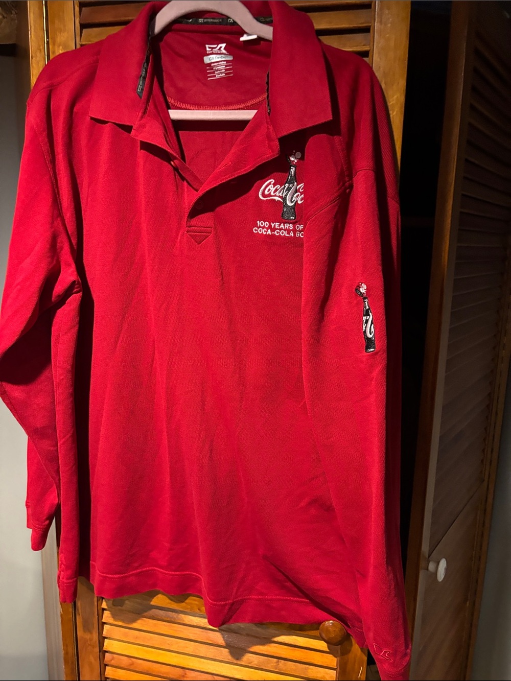 Coca-Cola Bright Red Long Sleeve Polo Shirt